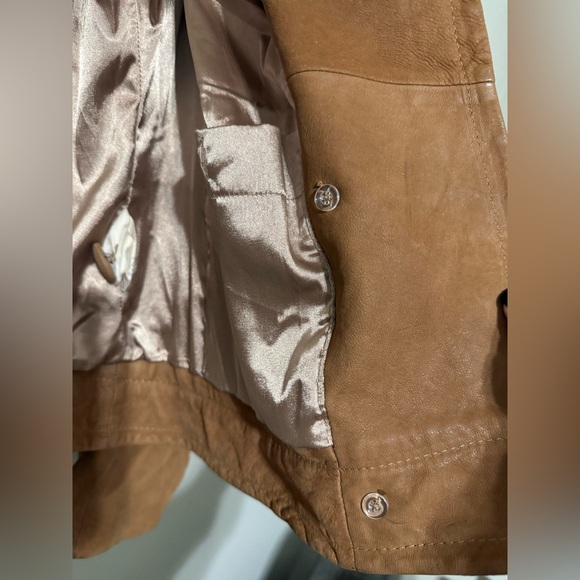 FOSSIL large 100% lamb leather button up jacket bohemian casual coat preloved - Picture 4 of 16